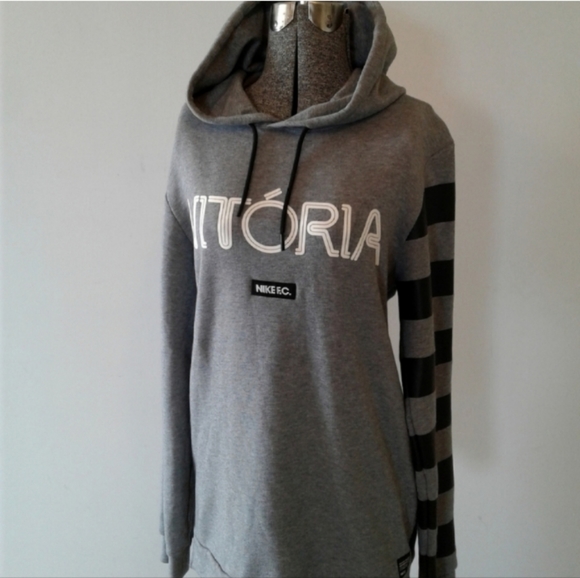Nike FC soccer Hoodie sweatshirt pullover Grey Mens sz S Small CR7 Vitoria - Picture 7 of 9